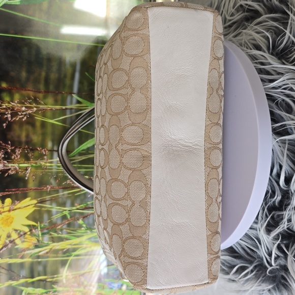 Coach Small Kelsey Satchel Signature Jacquard Light Khaki Chalk Trim New - Picture 5 of 14